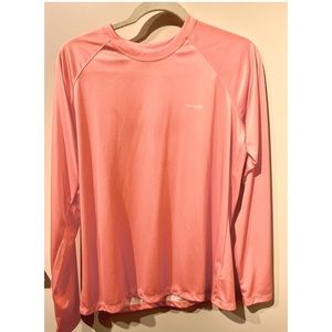 Columbia Performance Fishing Gear Sportswear Ladies Nylon Top Size L Peach/Pink